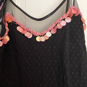 COPY - Adorable black shirt cocktail dress with pink bling trim